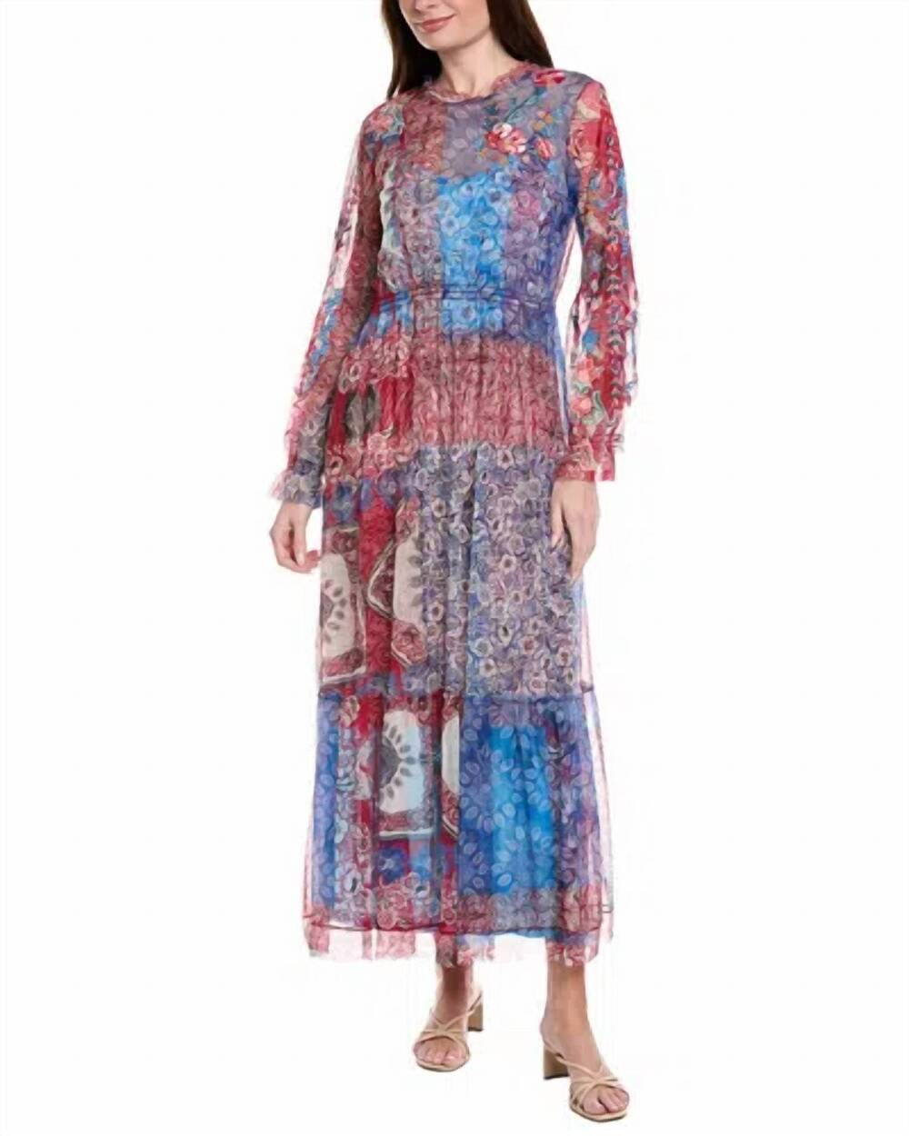 NEW JOHNNY WAS mazzy ruffle neck dress in mayborn scarf